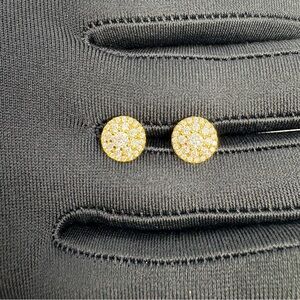 Authentic Gold Moissanite Sterling Silver Cluster Screw Back Studs
